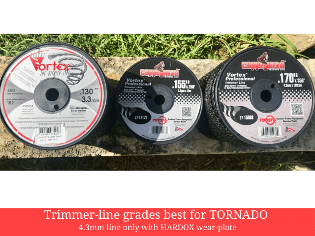 Trimmer line grades for Tornado